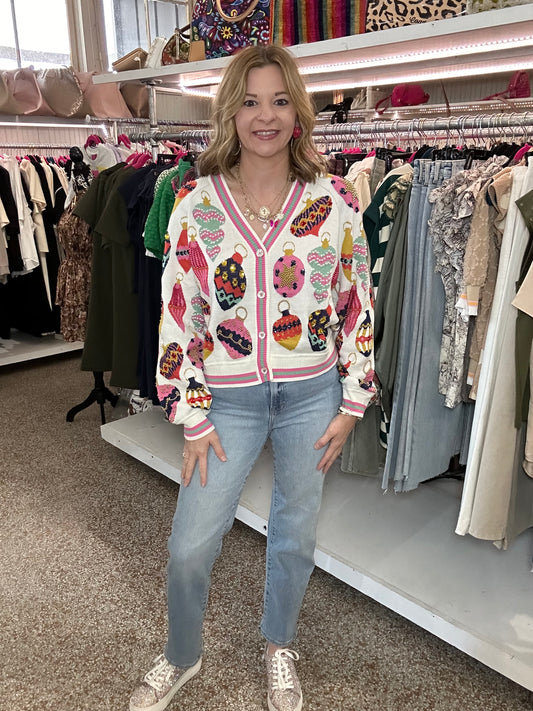 Queen of Sparkles Beige Multi Ornament Cardigan