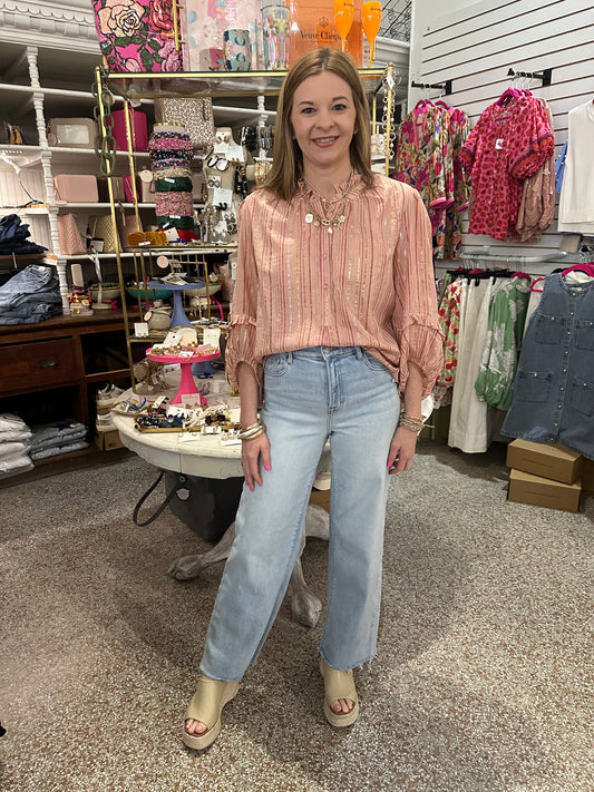 Ivy Jane Pink with Metallic Stripes