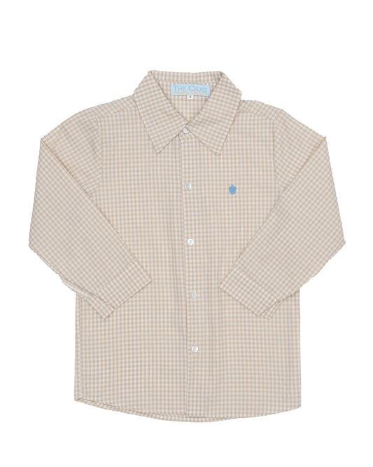Boys Tan Check Oxford