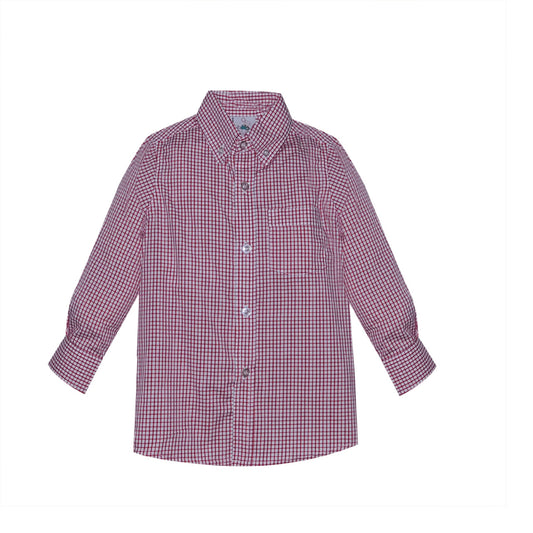 Boys Red Square Button Down Shirt