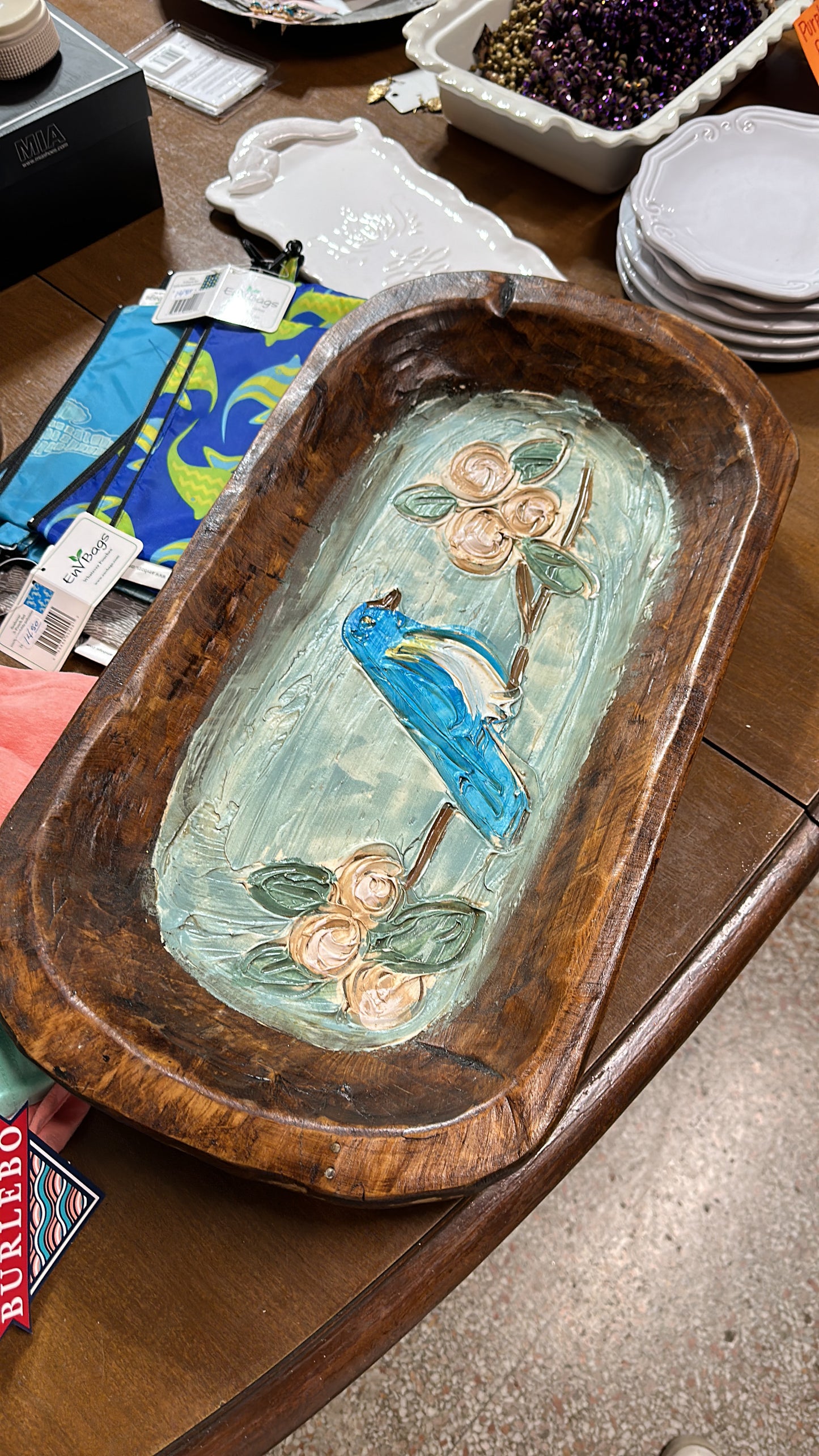 Painted Bird on Dough Bowl