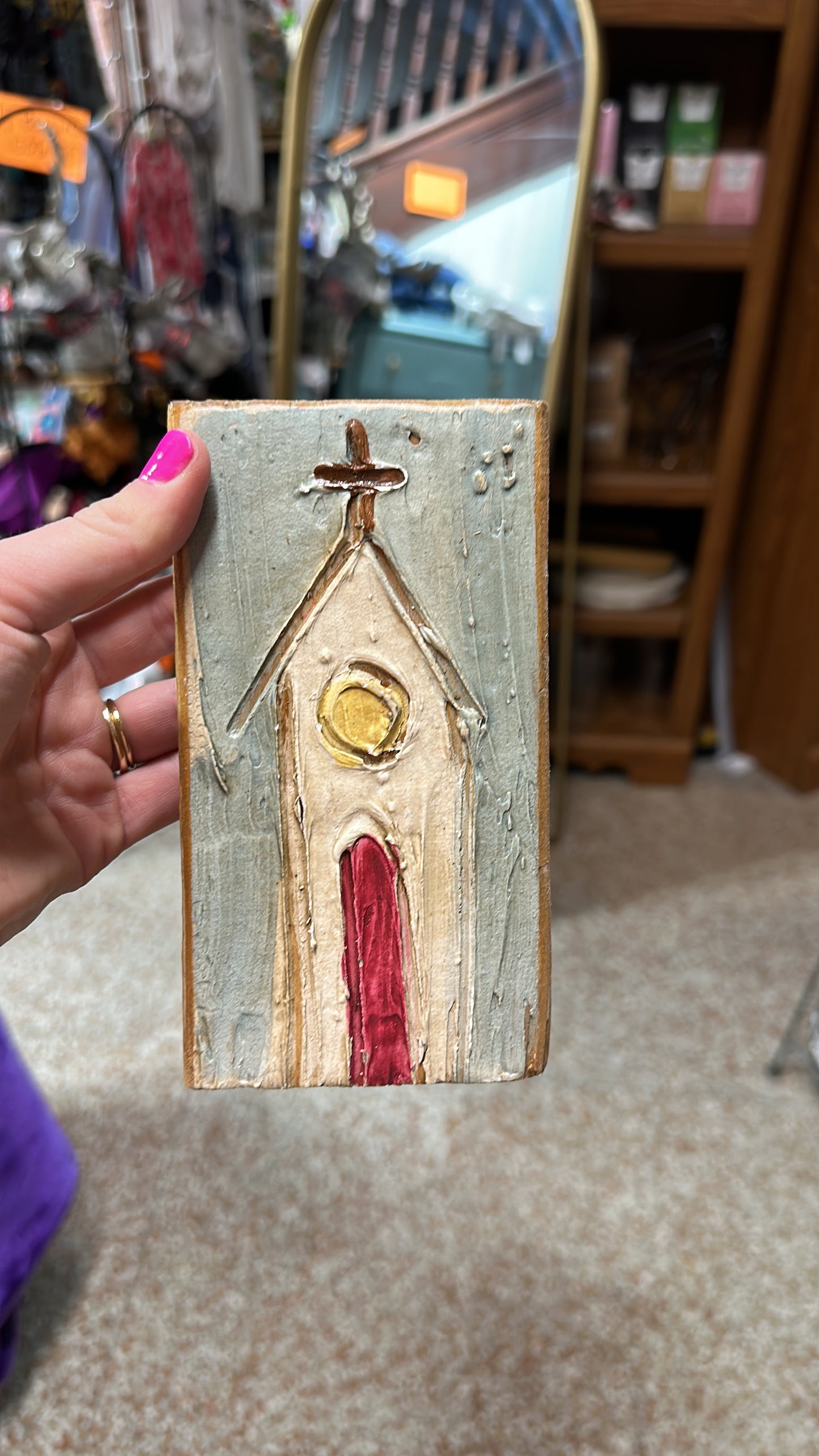 Painted Church on Wood