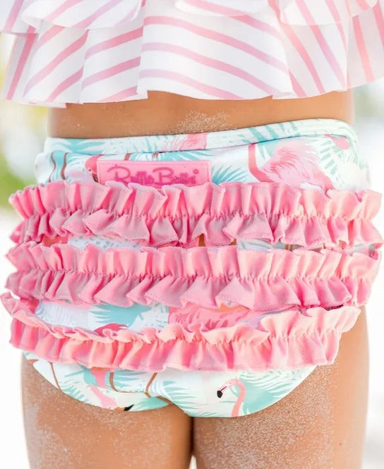 Ruffle Butts Vibrant Flamingo Flounce Bikini