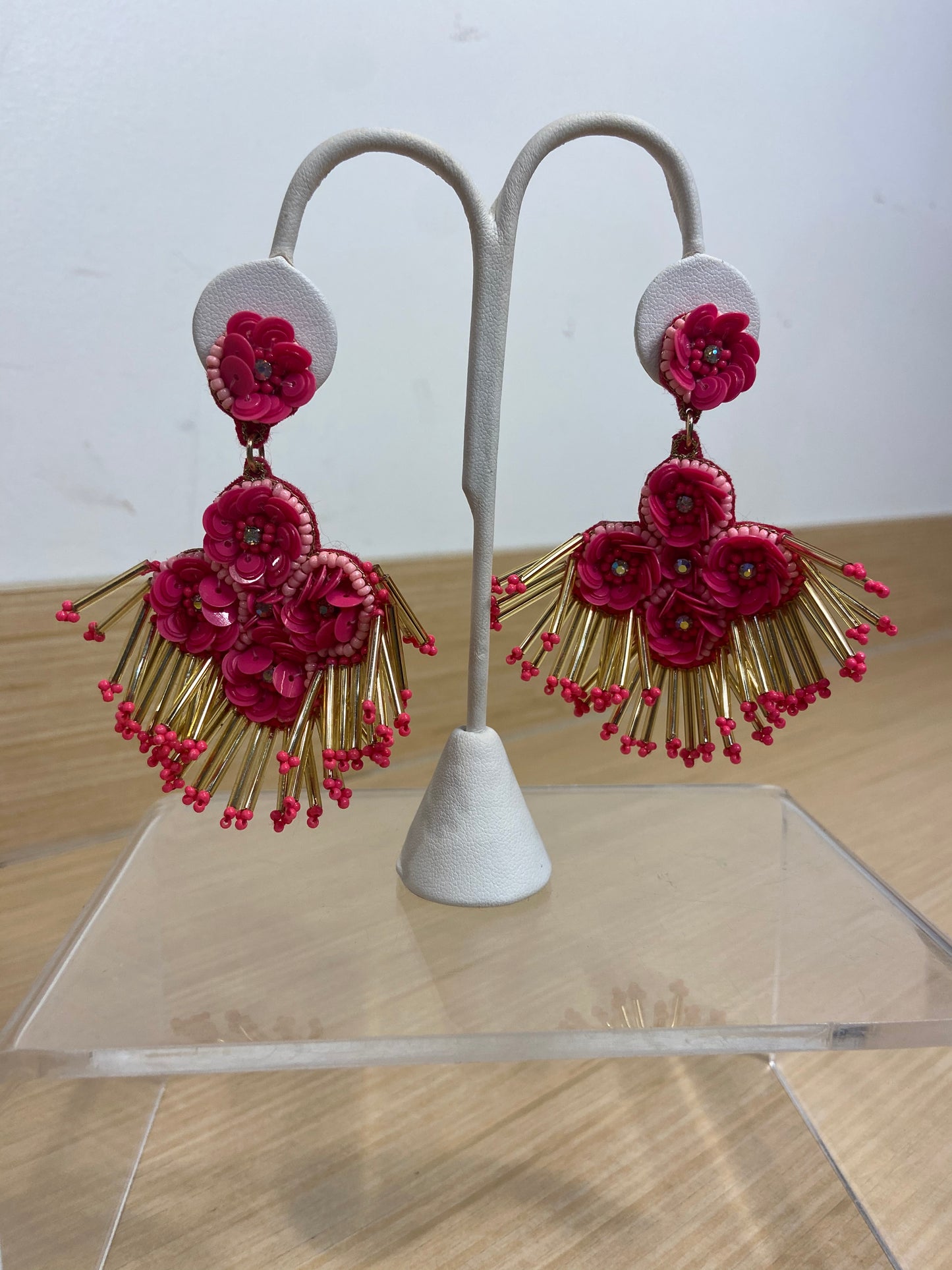 Hot Pink Floral Earrings