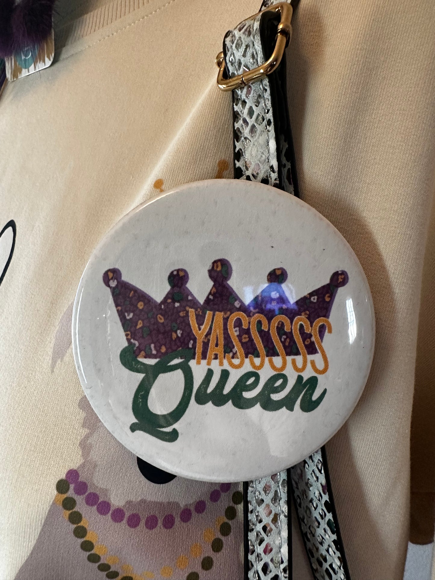 Mardi Gras Yas Queen Button