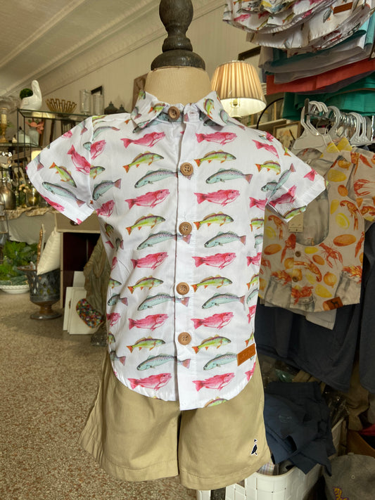 Velvet Fawn Fish Button Down