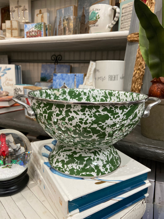 Green & White Colander